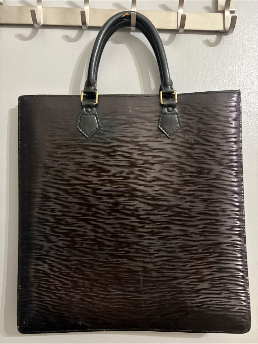 Louis Vuitton Epi Leather Black Sac Plat GM Vintage Tote Shopper bag AUTHENTIC